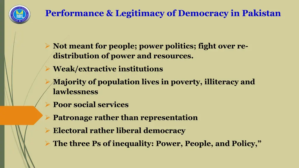 performance legitimacy of democracy in pakistan