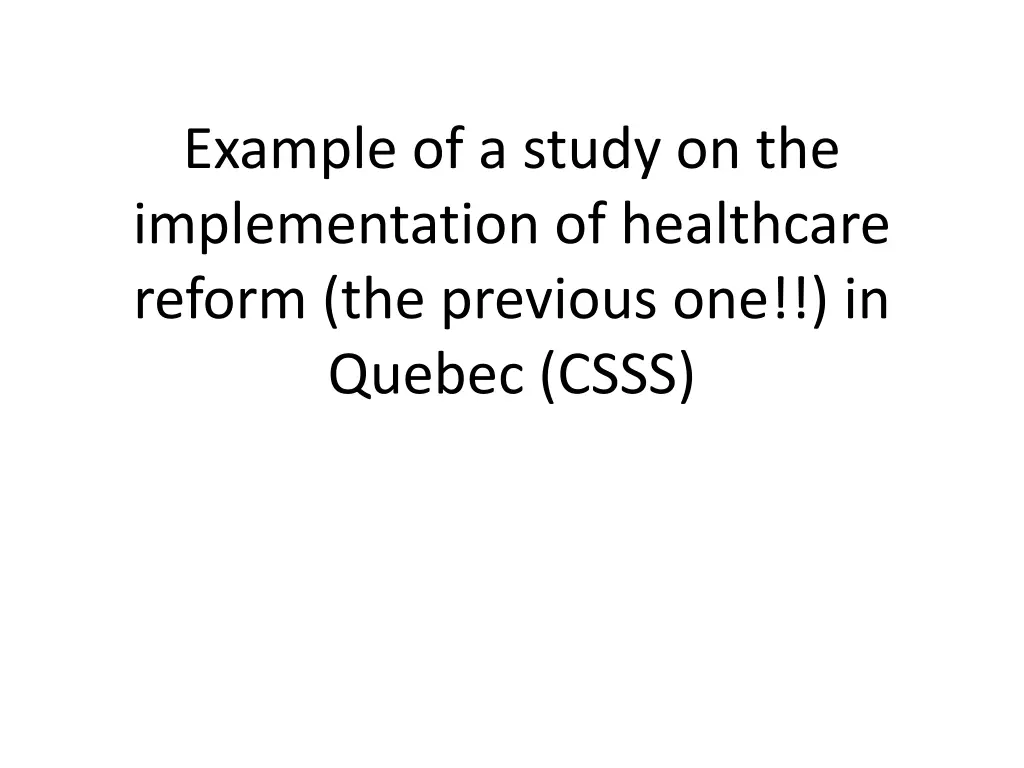 example of a study on the implementation