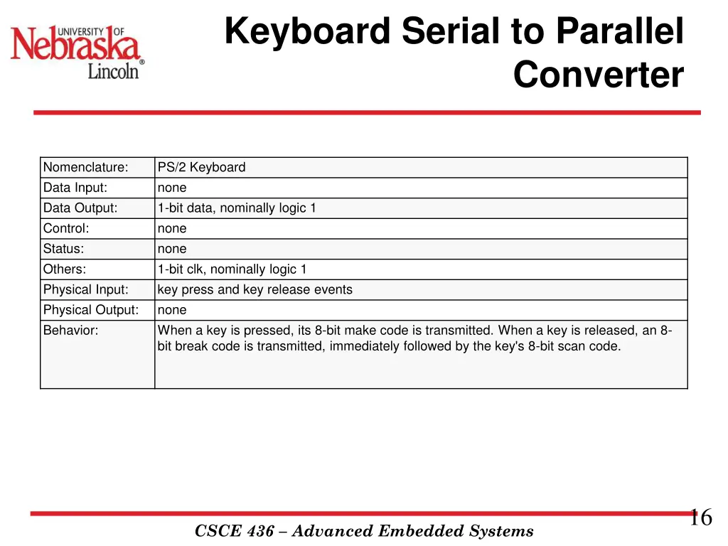 keyboard serial to parallel