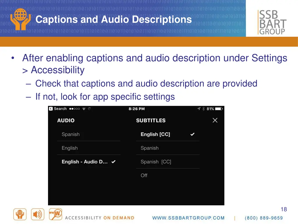 captions and audio descriptions