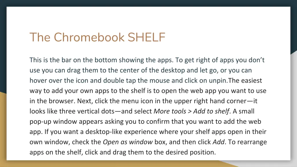 the chromebook shelf
