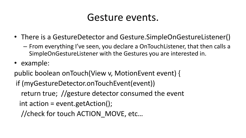 gesture events
