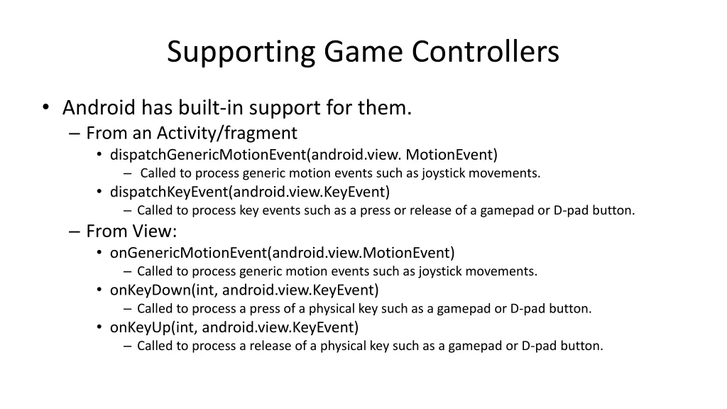 supporting game controllers