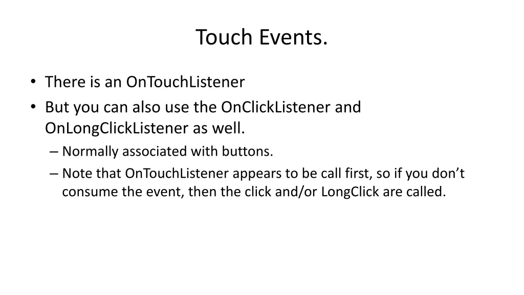 touch events