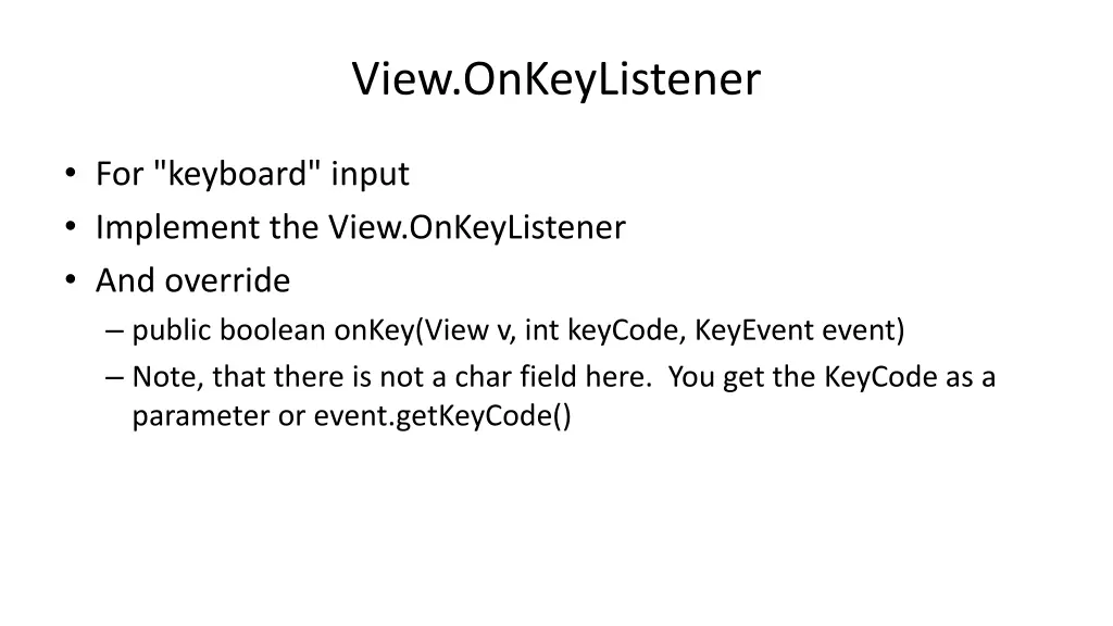 view onkeylistener
