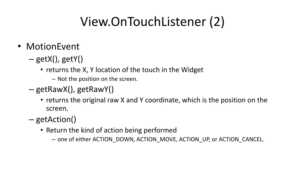 view ontouchlistener 2