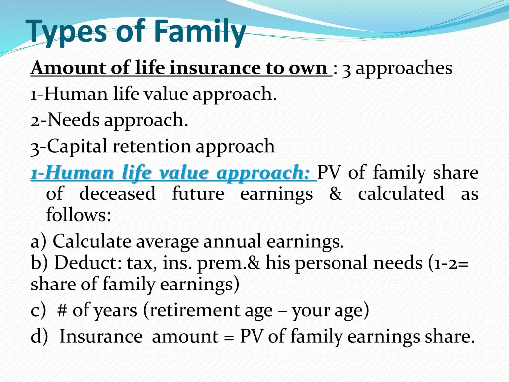 types of family amountof life insurance toown