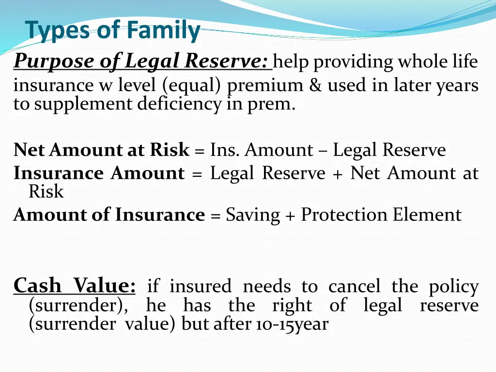 types of family purpose of legal reserve help