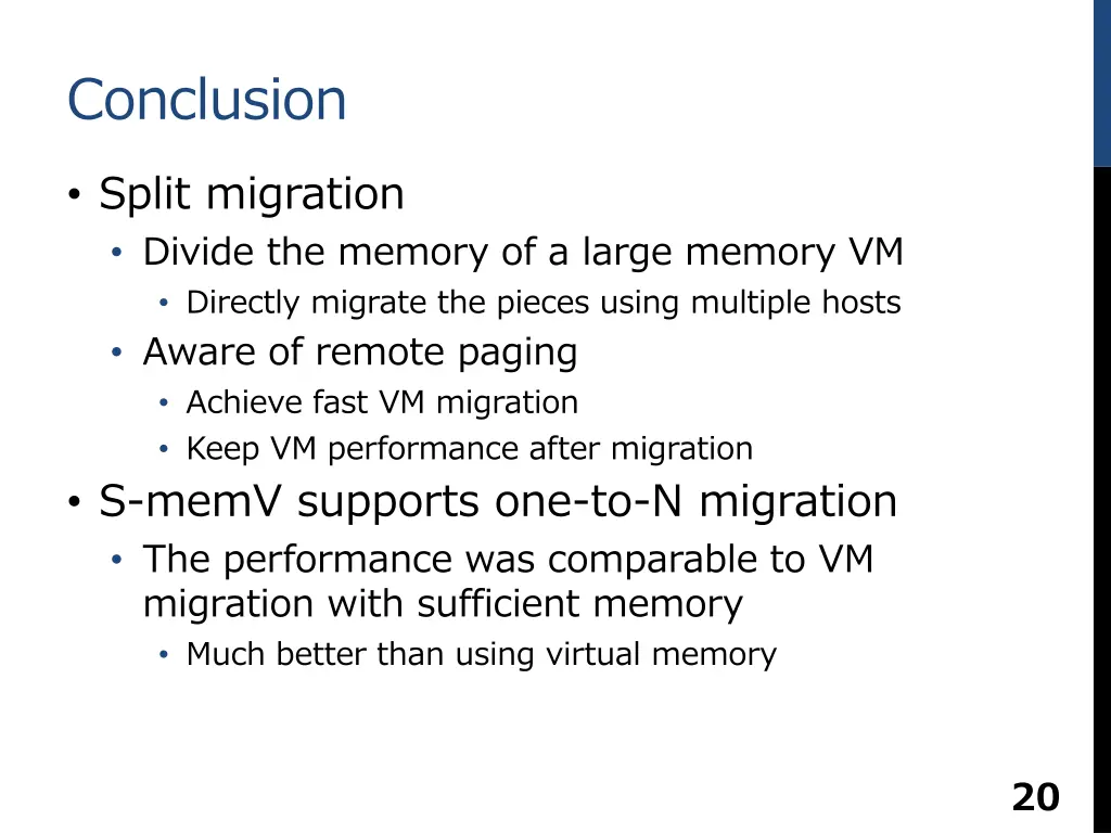 conclusion split migration divide the memory