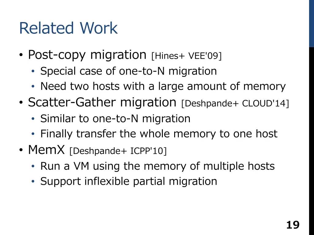 related work post copy migration hines