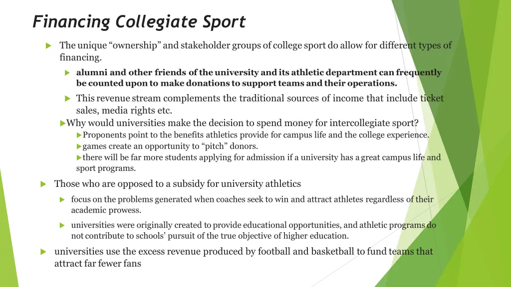 financing collegiate sport