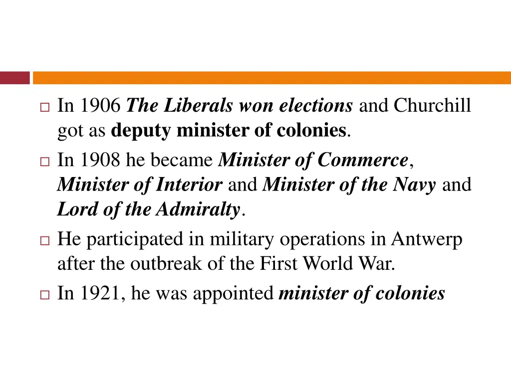 in 1906 the liberals won elections and churchill