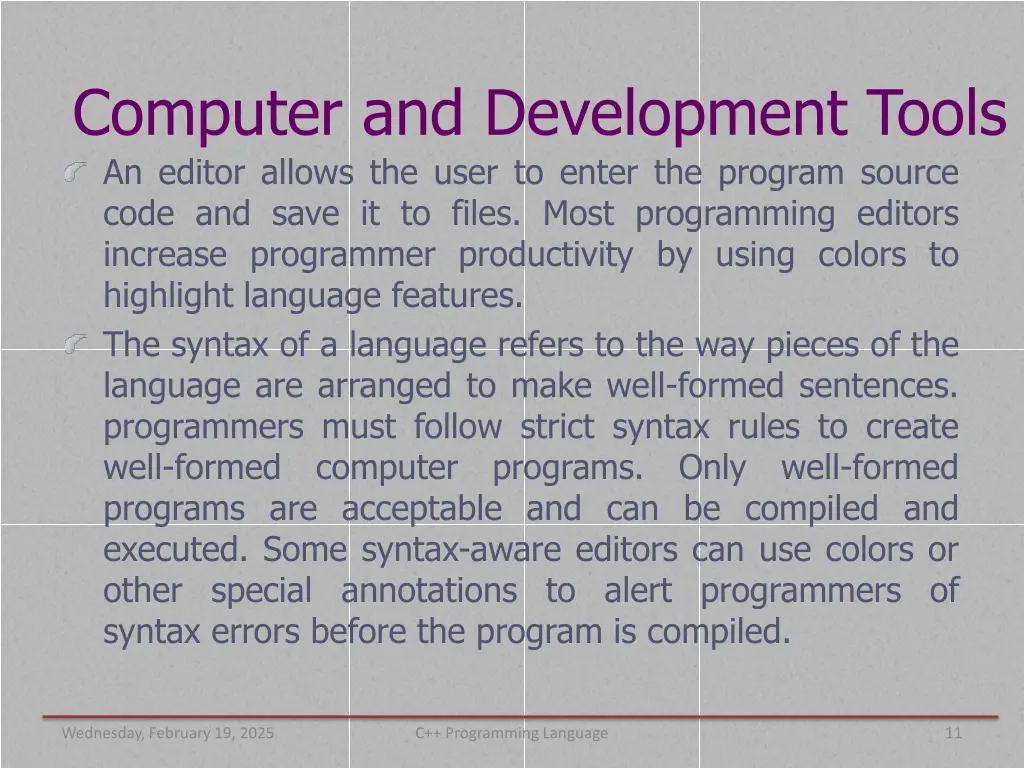 computer and development tools an editor allows