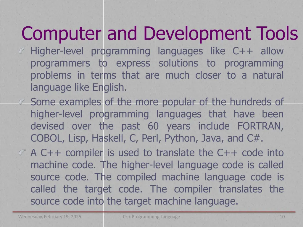 computer and development tools higher level