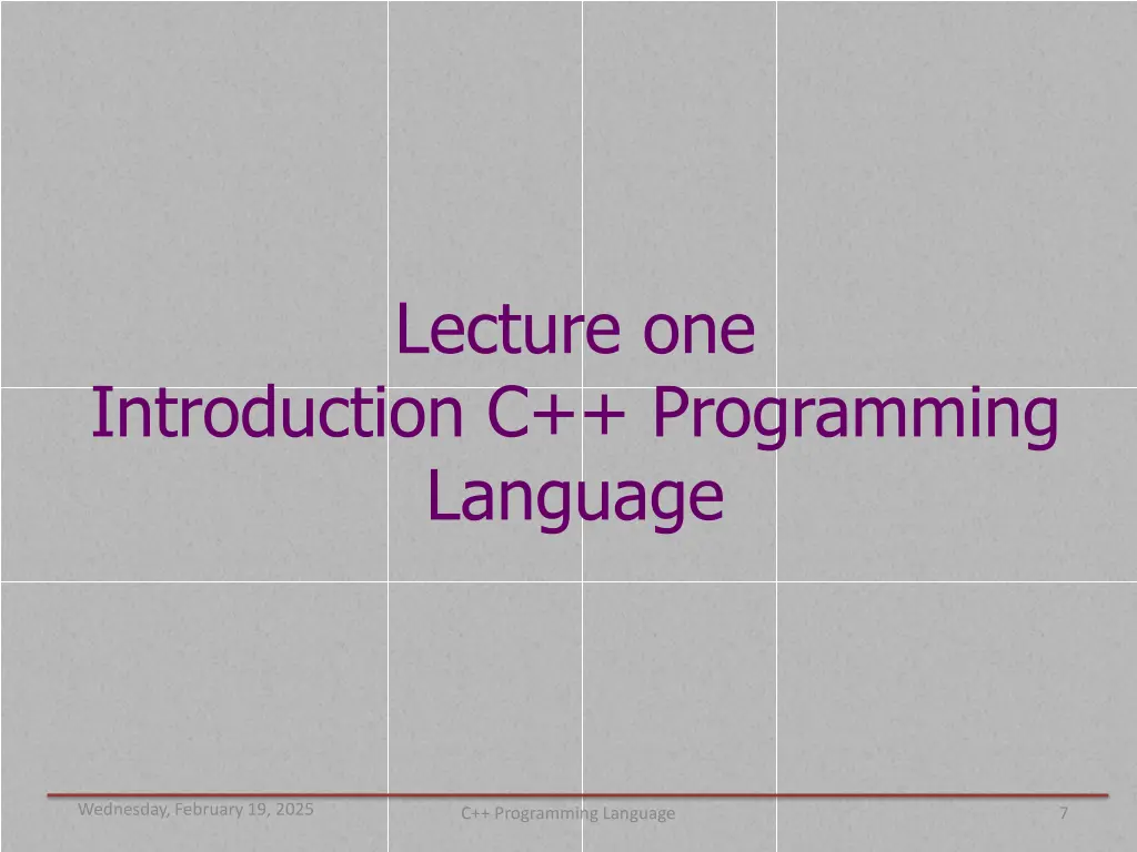 lecture one