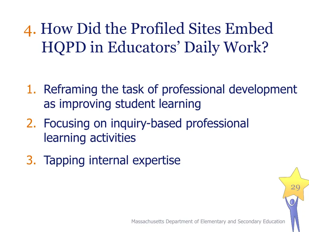 4 how did the profiled sites embed hqpd