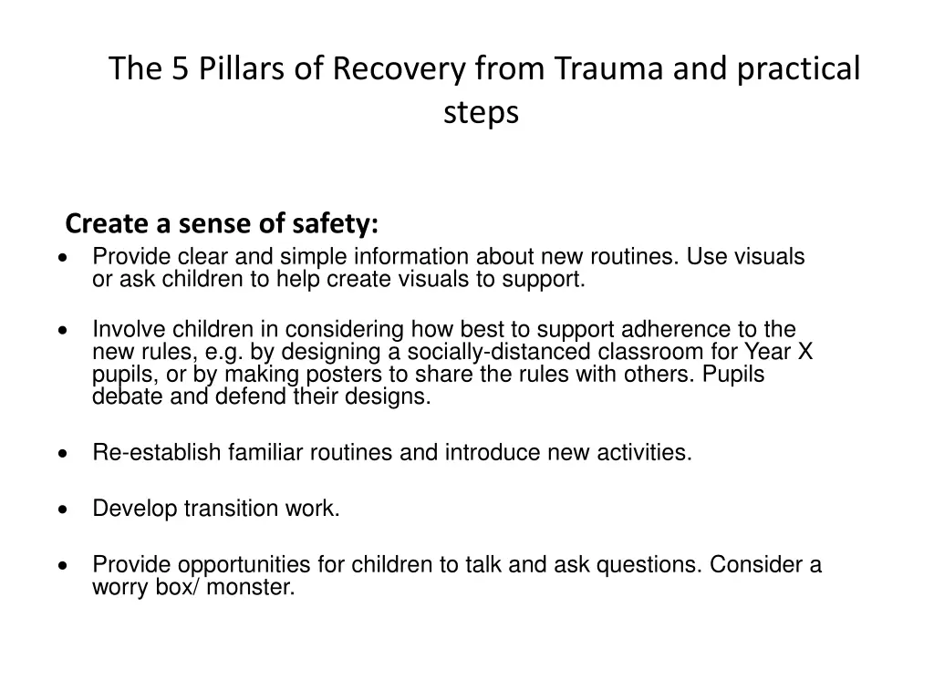 the 5 pillars of recovery from trauma