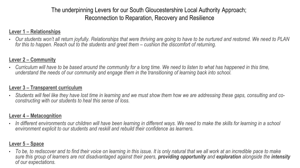 the underpinning levers for our south