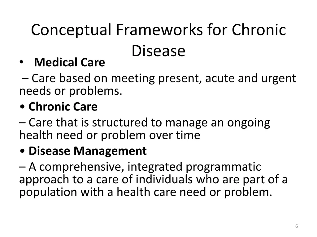 conceptual frameworks for chronic disease medical