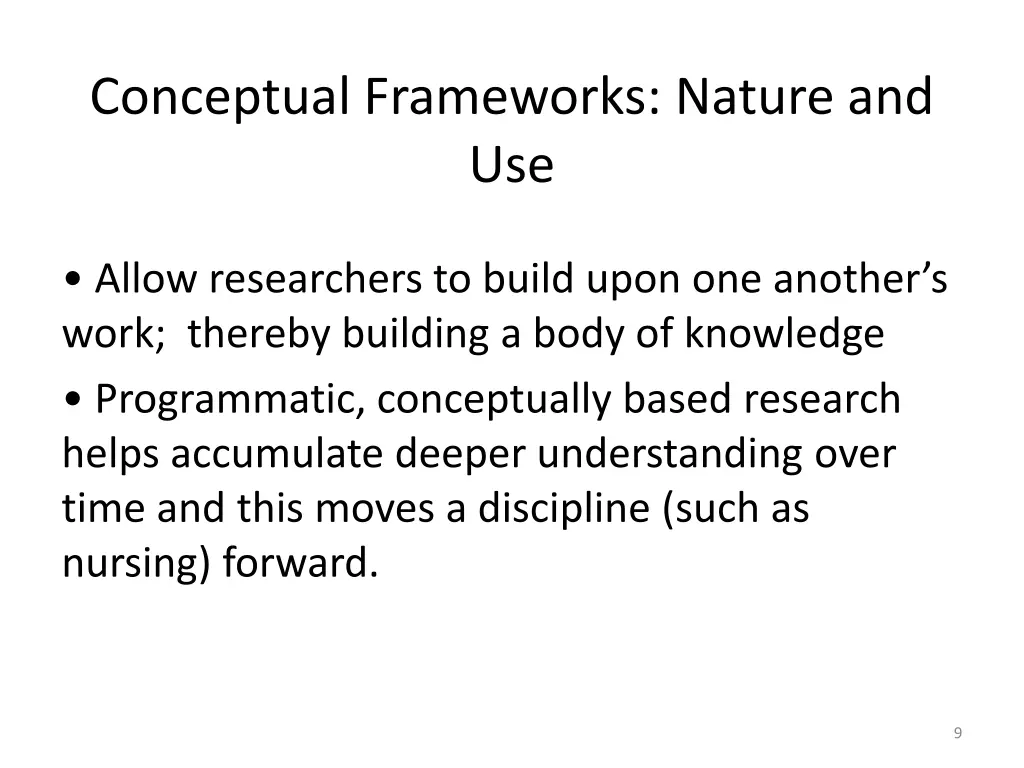 conceptual frameworks nature and use