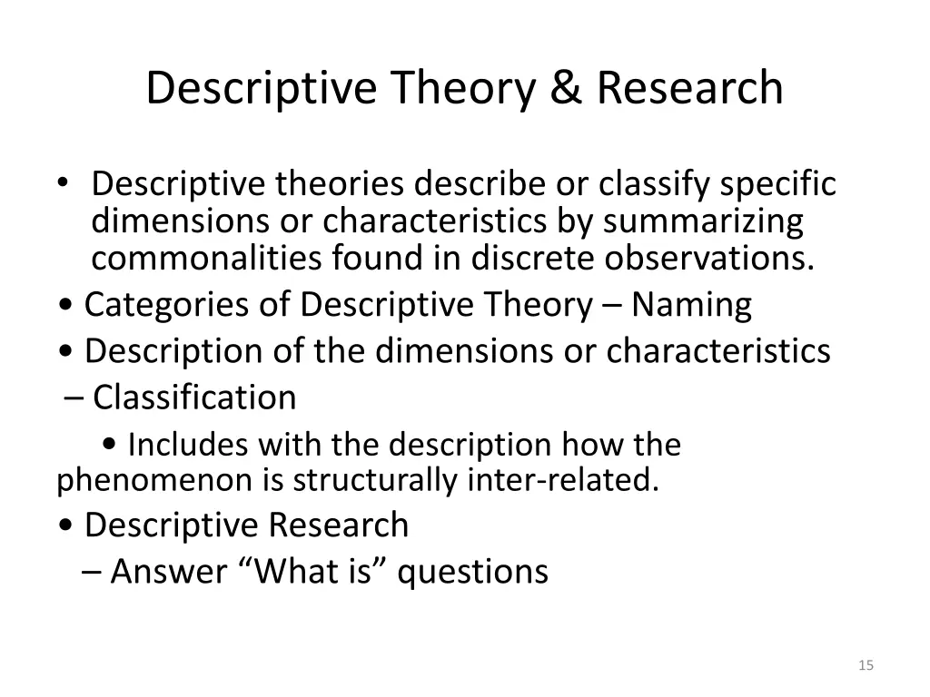descriptive theory research