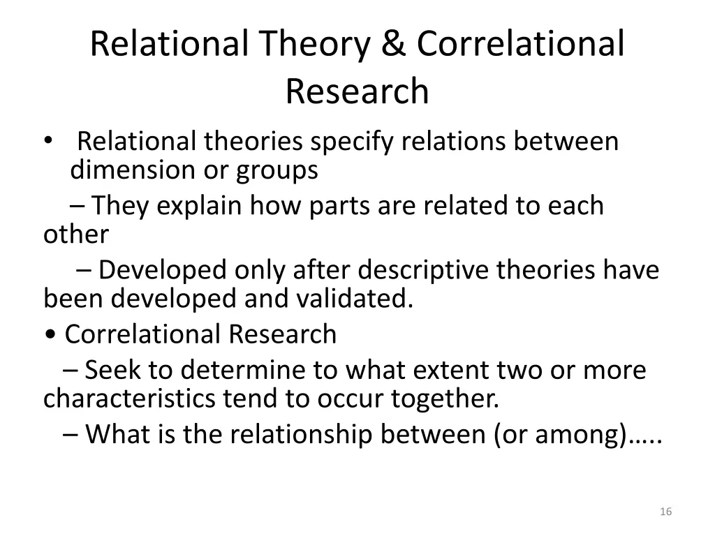 relational theory correlational research