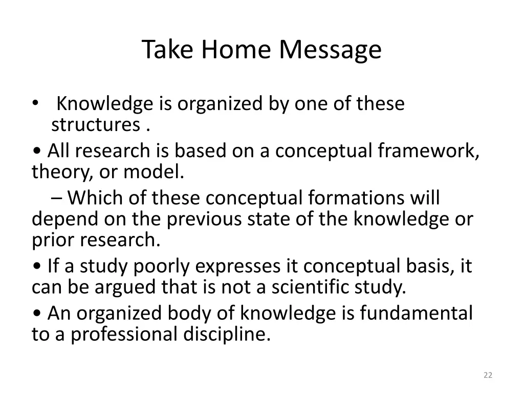 take home message