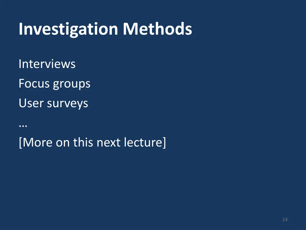 investigation methods