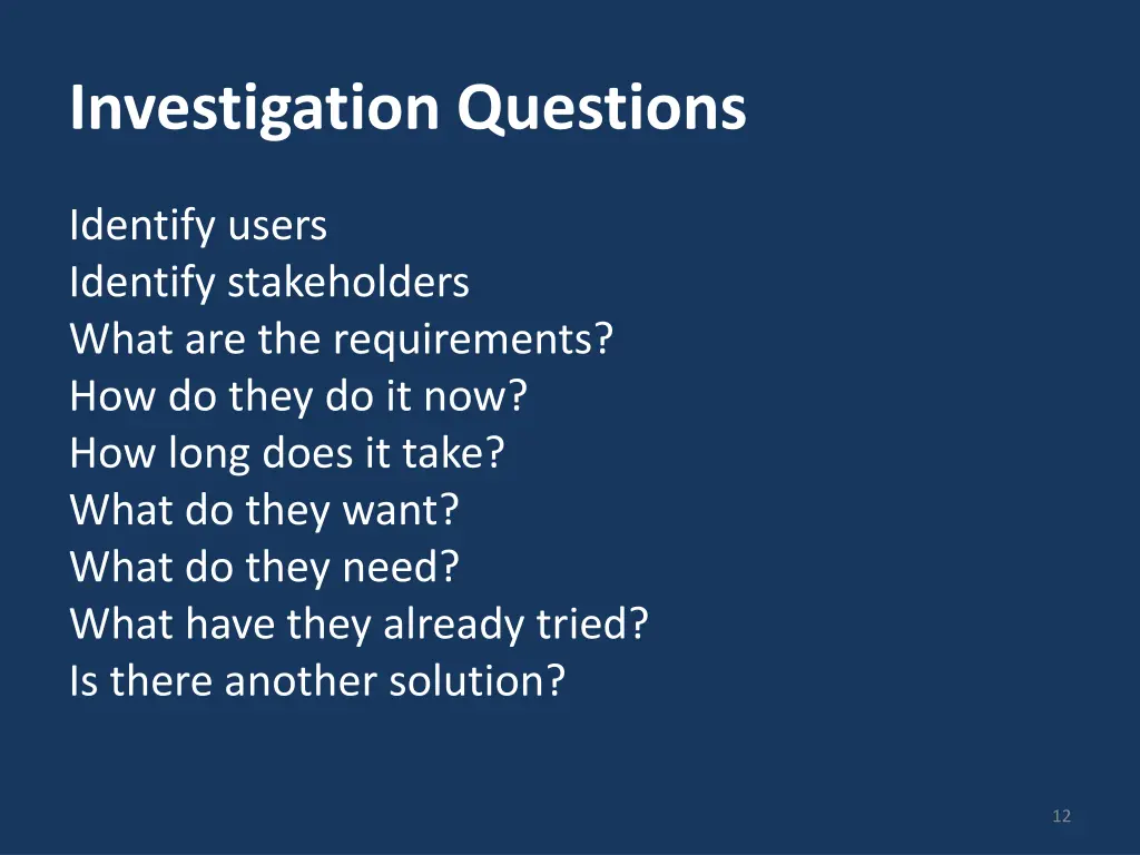 investigation questions