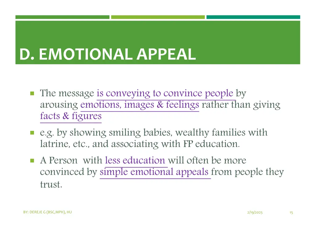 d emotional appeal