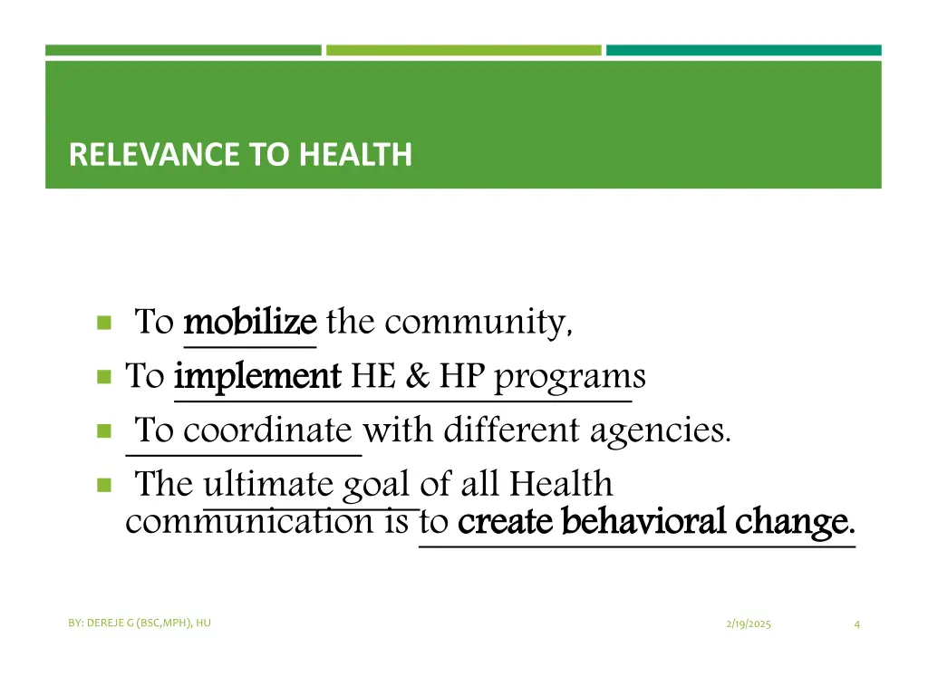 relevance to health