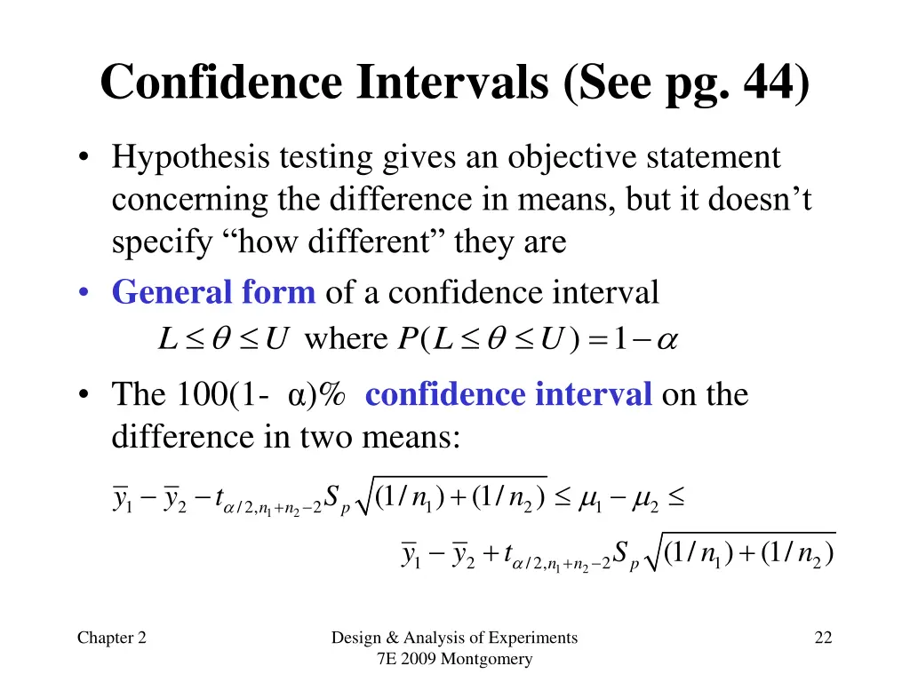 confidence intervals see pg 44