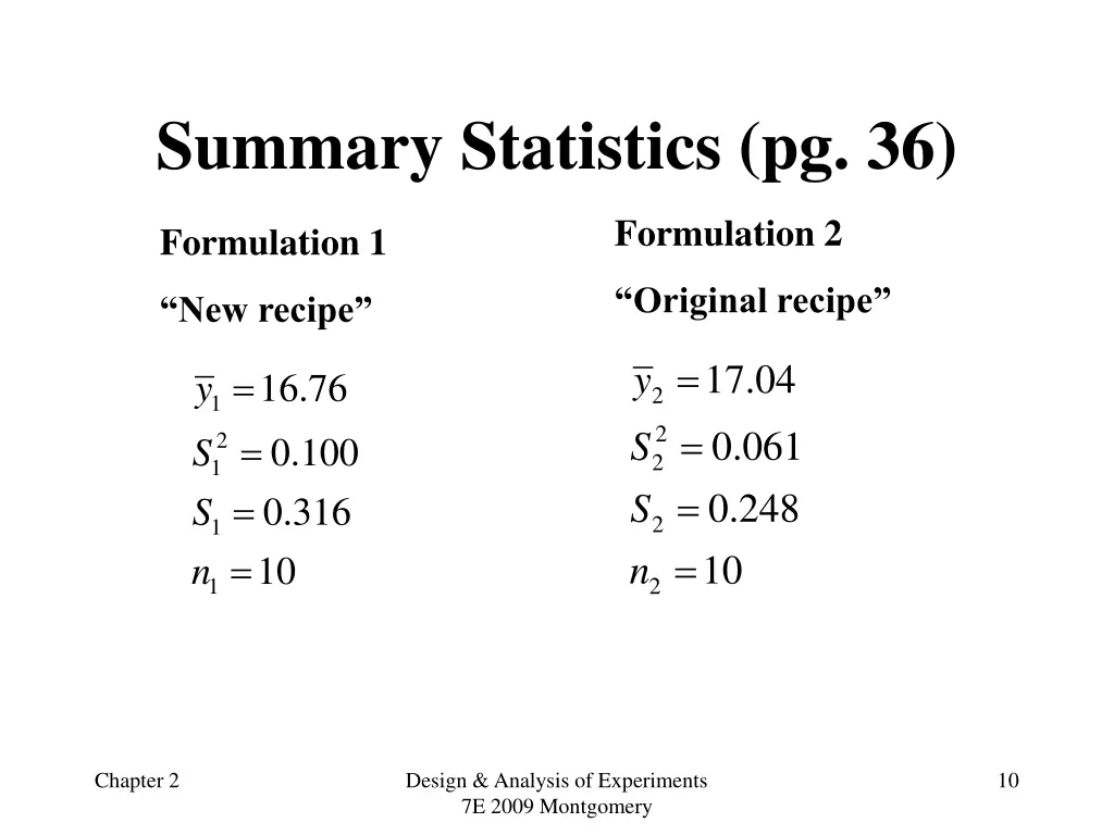 summary statistics pg 36