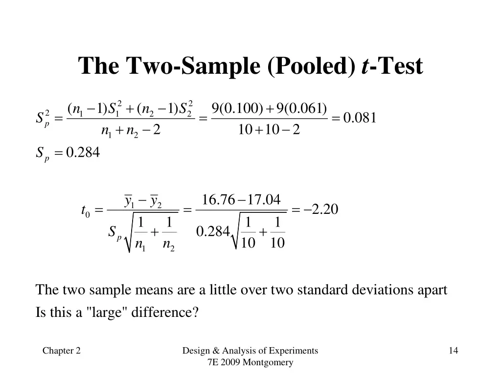 the two sample pooled t test