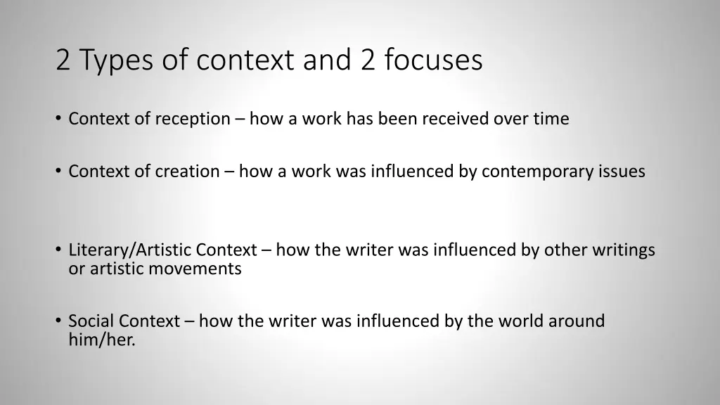2 types of context and 2 focuses