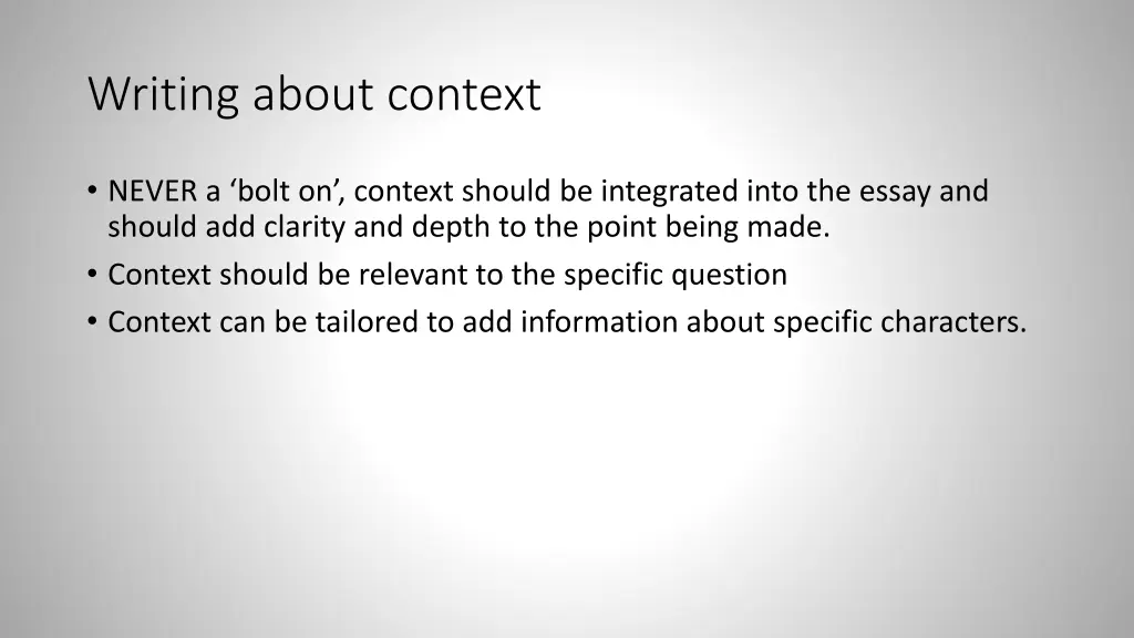writing about context