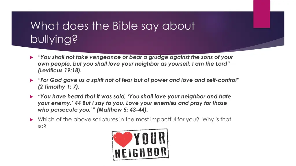 what does the bible say about bullying