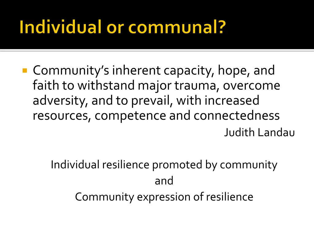 community s inherent capacity hope and faith