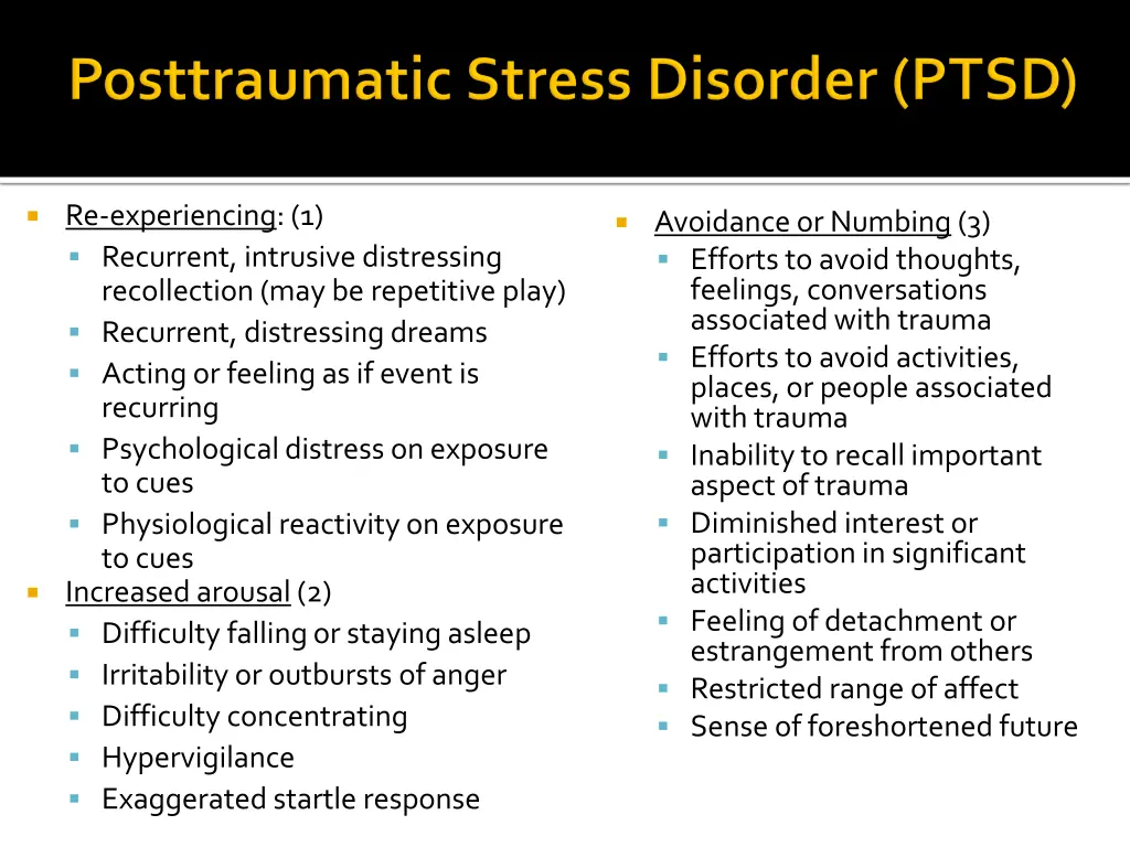 re experiencing 1 recurrent intrusive distressing