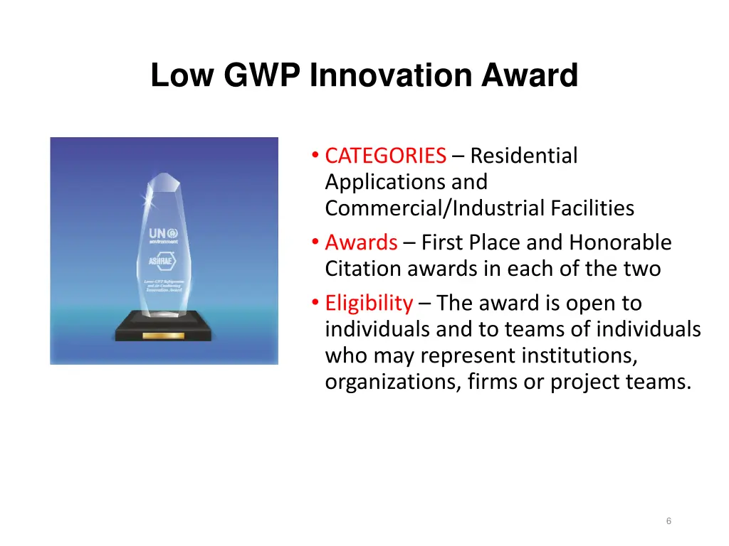 low gwp innovation award 1
