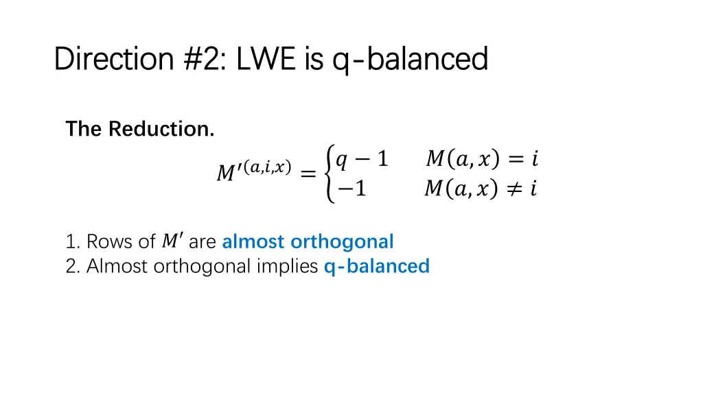 direction 2 lwe is q direction 2 lwe is q balanced