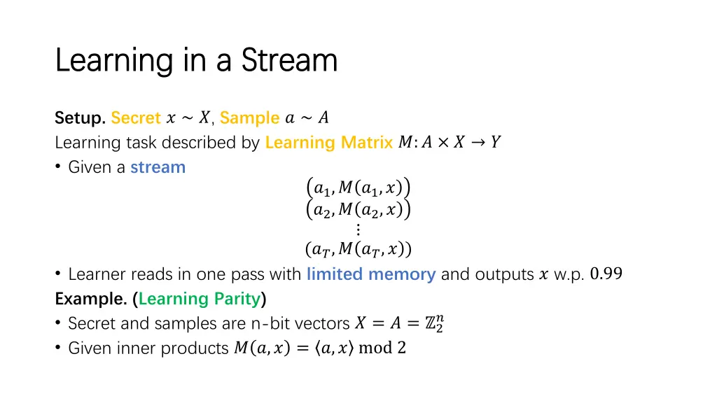 learning in a stream learning in a stream