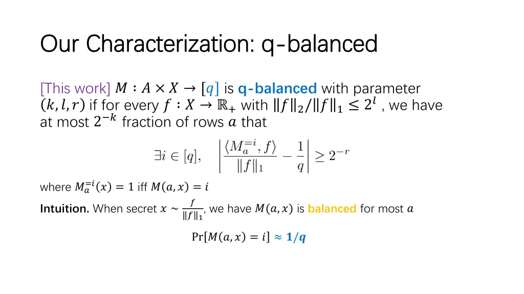 our characterization q our characterization