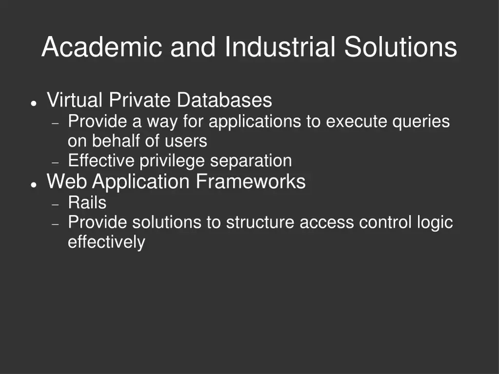 academic and industrial solutions