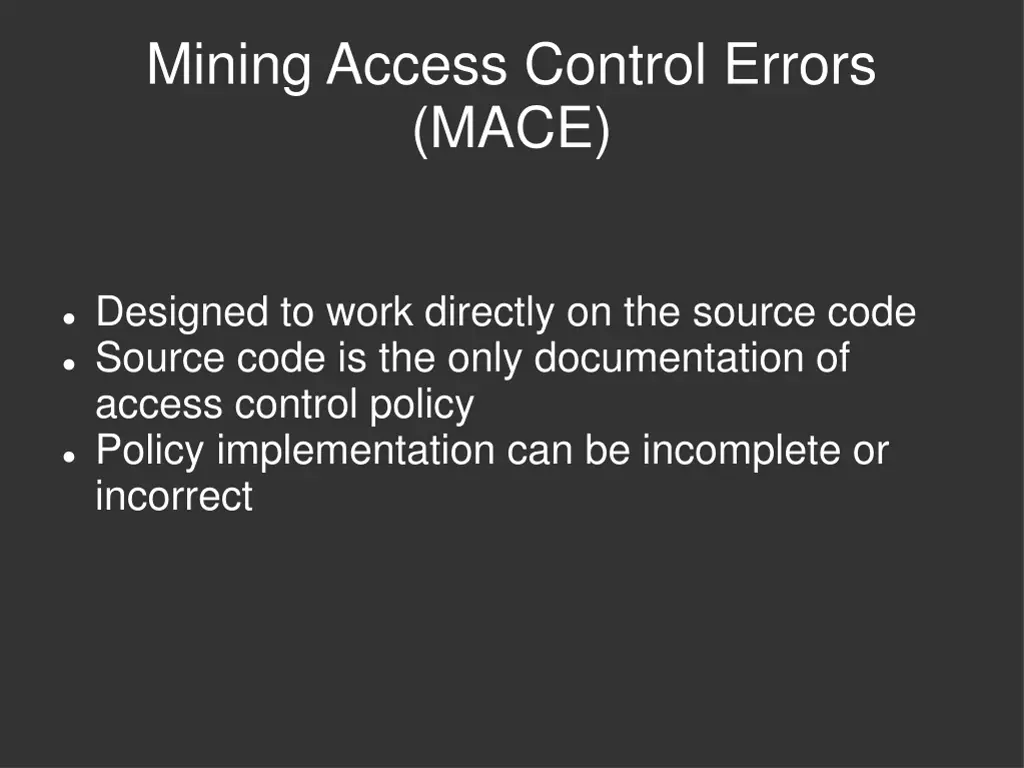 mining access control errors mace 2