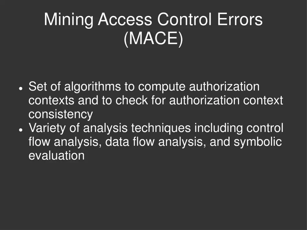 mining access control errors mace