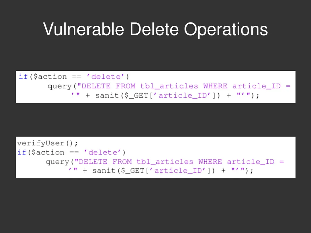 vulnerable delete operations