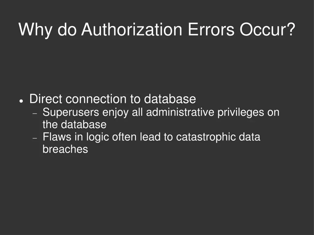 why do authorization errors occur 1