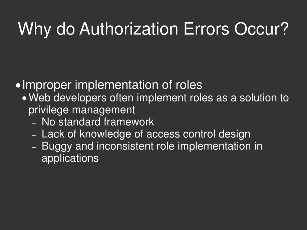 why do authorization errors occur 2