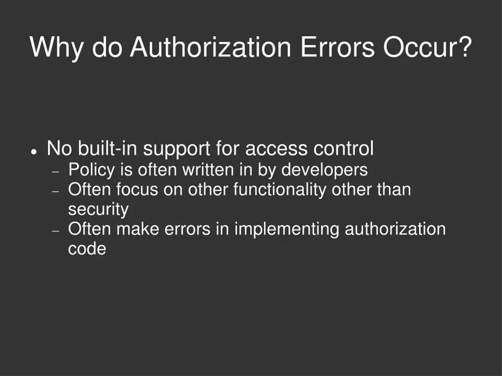why do authorization errors occur